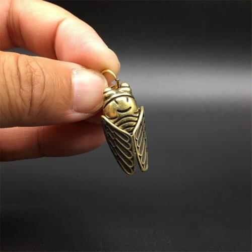 Solid Copper Great Success Copper Cicada Wings Mini Cicada Pendant Key Chain Pendant Small Animal Statue