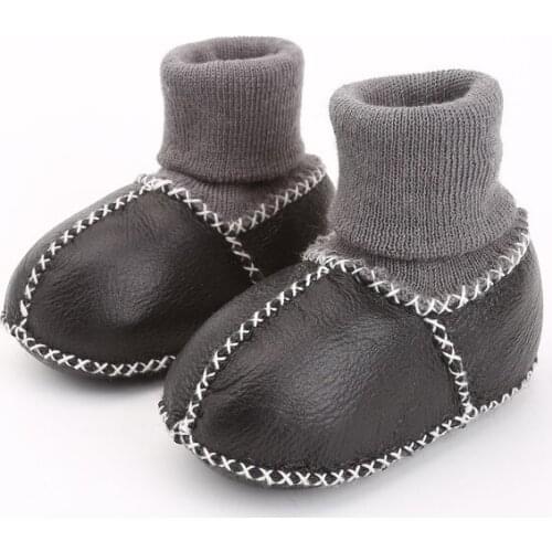 High Quality 100% Real Sheepskin Baby Snow Boots Toddlers Genuine Leather Prewalkers Soft Sole Shoes