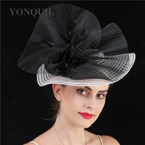 Fornal Dress Women Big Chapeau Cap Party Dinner Fascinator Wide Brim Hat Fashion Flower Hair Accessory With Hair Clip Headpiece
