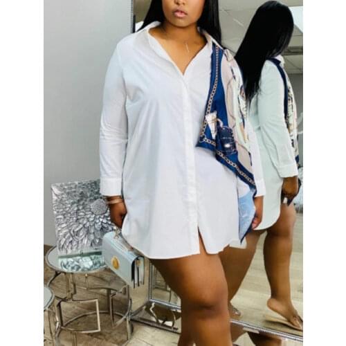 Women Long Sleeve Patchwork Shirt Loose Turn Down Collar Printed Button Up Casual Fall Casual Street Wear Big Size African New