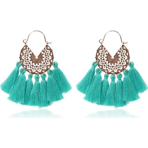 2020 new Geometric sunflower basket style tassel spring color tassel drop earrings for women