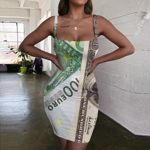 KYKU Money Dress Women Dollar Sundress Harajuku 3d Print Novel Vestido Sexy Womens Clothing Summer Short Korean Style