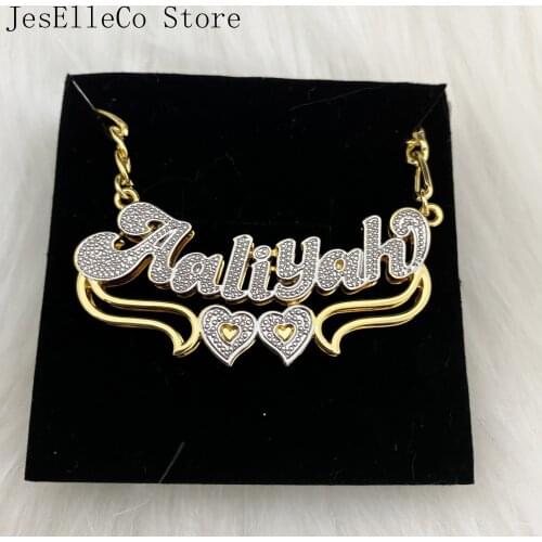 2020 New Custom Name Necklace Women Double Plated Gothic Nameplate Necklace Personalized Customized Necklace Gift