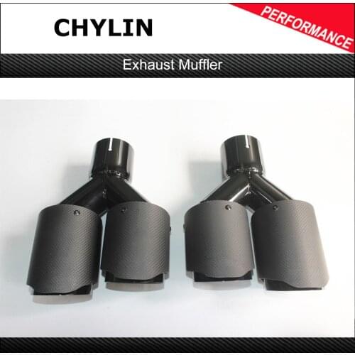 1 Pair:Car Exhaust Pipe Dual Matt Carbon fiber Black stainless steel universal Exhaust Tip Exhaust muffler Tip For Ak