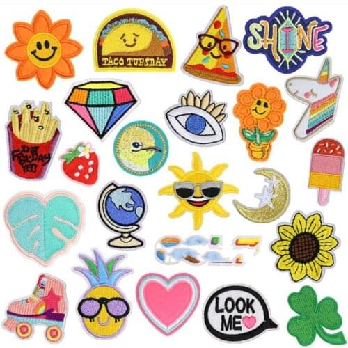New Arrival 10 pcs Embroidered Patches Iron On Sew On Motif Applique Fabric Clothing Hat Bag Shoe Decor Repair Accessory