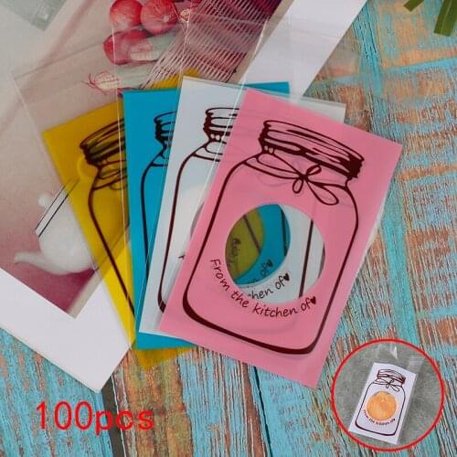 100PCS Cartoon Candy Cookie Biscuits Packaging Bags Gift Bag Self Adhesive Plastic Bags Wedding Birthday Party Supplies