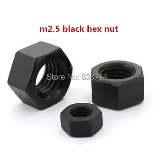 100pcs m2.5 4.8 grade steel with oxide black hex nut DIN934
