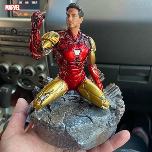 16cm Marvel The Avengers 4 Kneeling Iron Man Figam Snap The Fingers War-damaged MK85 Figure Model Toy Ornament Doll for Youth