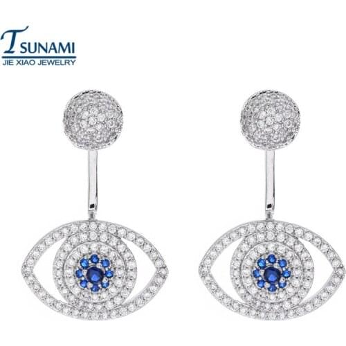 2020 new fashion blue eyes micro inlaid zircon earrings women / girls wedding party sweet romantic jewelry earrings ER-059