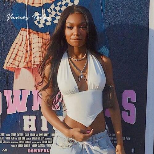 2021 Summer Cirss Crop Top Camisole Female Clothing Woman Sexy Deep V Neck Vest Backless Wrap Sleeveless Tank Tops Vamos Todos