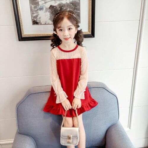 2021 Toddler Girls Dress See Through Mesh Sleeve Patchwork O Neck A-line Ruffle Mini Dresses Chic Sweet Korean Style