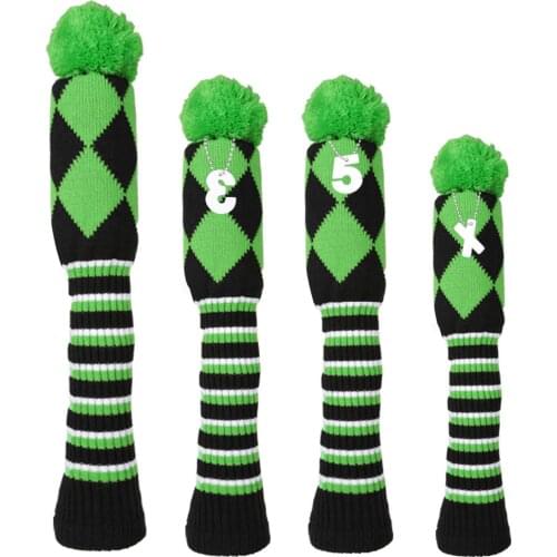 4pcs Pom Pom Headcover Knit Golf Driver Fairway Wood Hybrid Wood Head Cover 5 colors for choose