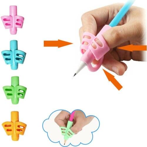 4pcs Children Writing Pencil Pen Holder Kids Learning Practise Silicone Pen Aid Grip Posture Correction Device For Students