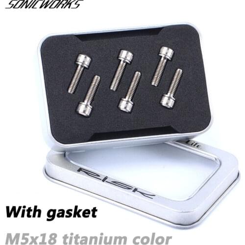 Bicycle 6PCS M5x18mm/ M5x20mm Titanium Ultralight Stem Screws With Washer Bike MTB Steering Stem Handlebar Stem Screws Bolt