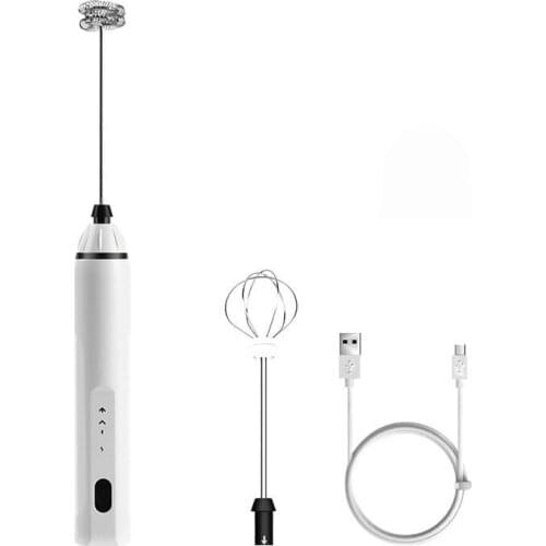 3-Speeds Egg Beater Coffee Milk Drink Whisk Mixer Heads Eggbeater Frother Stirrer USB Rechargeable Handheld Food Blender Whisk