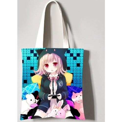 Danganronpa V3 shopping bag All color printed canvas cotton shopper jute bag Nanami ChiaKi bag Shoulder Bag