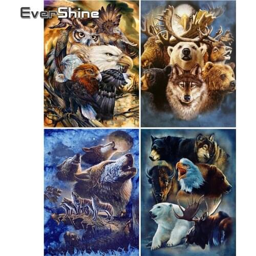 EverShine DIY Diamond Painting Eagle Full Drill Square Diamond Mosaic Animal Cross Stitch Embroidery Rhinestones Handmade Hobby