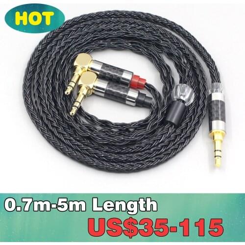 LN007405 16 Core 7N OCC Black Braided Earphone Cable For Verum 1 One Headphone Headset L Shape 3.5mm Pin