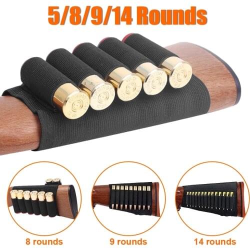 Kosibate Hunting Black 12 Gauge escopeta calibre 12 Tactical Hunting Buttstock Cartridges Holder Rifle Airsoft Bullet