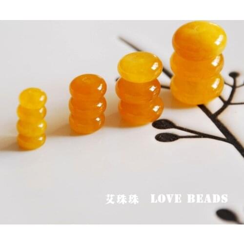10 pcs/lot natural yellow chalcedony disc rondelle loose beads jewelry making DIY for women