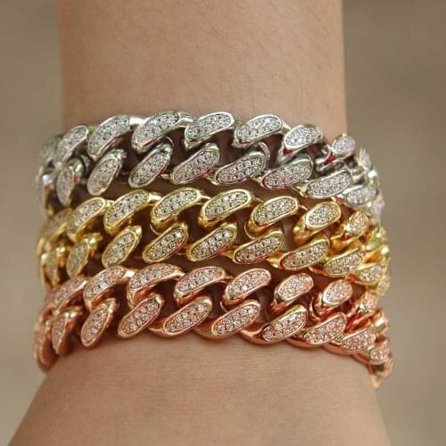 Ice cube zircon Cuban chain bracelet for men