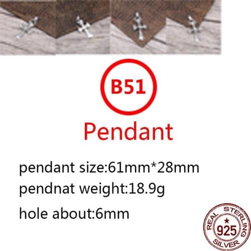B51 s925 sterling silver pendant personality retro jewelry couple models cross letter punk hip-hop style gift for friends new