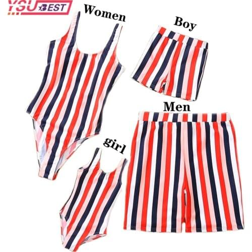 Striped Style Swimsuits Family Matching Outfits Tassel Mother Daughter Swimwear Mommy and Me Bikini Clothes Father Son Swimming