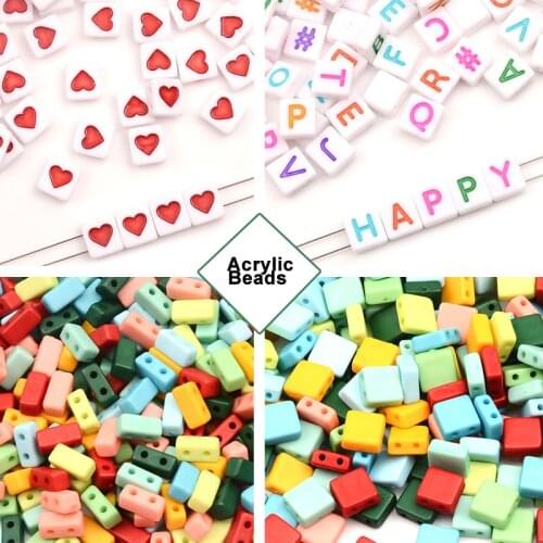 Two Holes Square Acrylic Beads Loose Spacer Beads For Jewelry Making Handmade Diy Bracelet Necklace Beads Accessories
