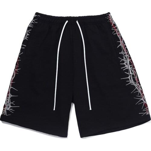 Summer Mens Short Pants Hip Hop Streetwear Clothing New Thorn Embroidered Sport Shorts Gym Clothing Shorts For Men