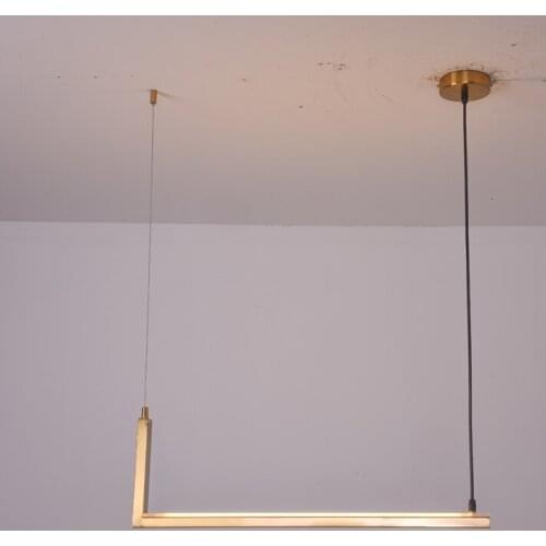 China Supplier Indoor Linear Metal Industrial Copper Finish Pendant Lamp Cafes Lighting For Home Lobby Scandinavian