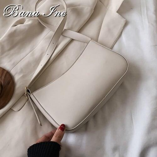 Cute Solid Color Small PU Leather Shoulder Bags For Women 2021 Summer Simple Handbags and Purses Female Travel Totes
