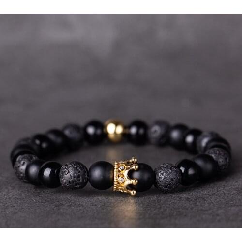 Hot Trendy Lava Glitter Stone Pave CZ Imperial Crown And Dragon Claw Charm Bracelet For Men Women 2020 Bracelets Bangles Jewelry