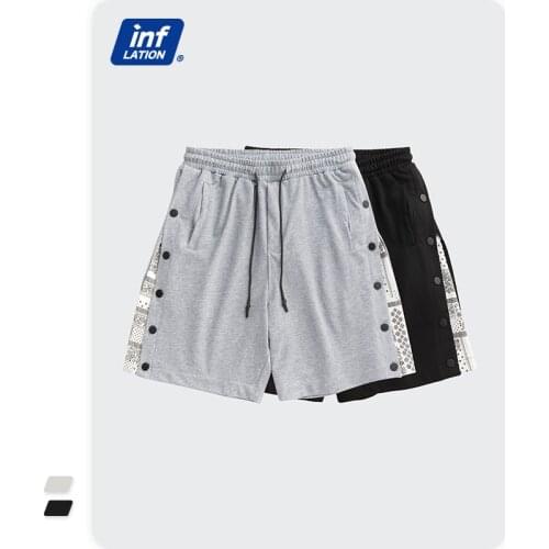 INFLATION Street Wear Shorts For Man 2021 Summer Cotton Men Loose Fit Hip Hop Button Sweat Short Men Sportswear Shorts 3787S21