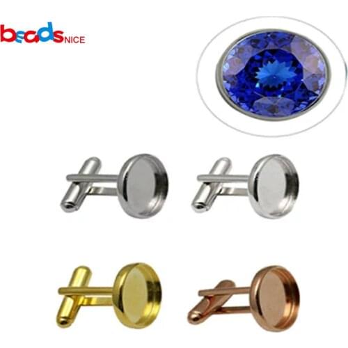 Beadsnice Pure 925 Sterling Silver French Cufflinks Blank of Cufflink Accessories DIY Personalized Cufflinks for Mens ID30947