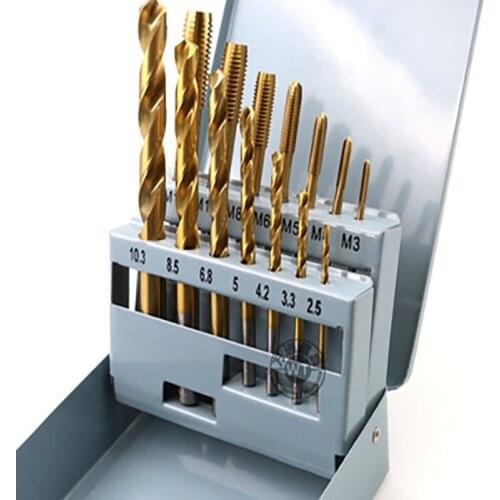 7/14/28PCS Screw Tap Drill Bits HSS Taps Woodworking Metric High Speed Steel Thread Cutting Tap drill Set