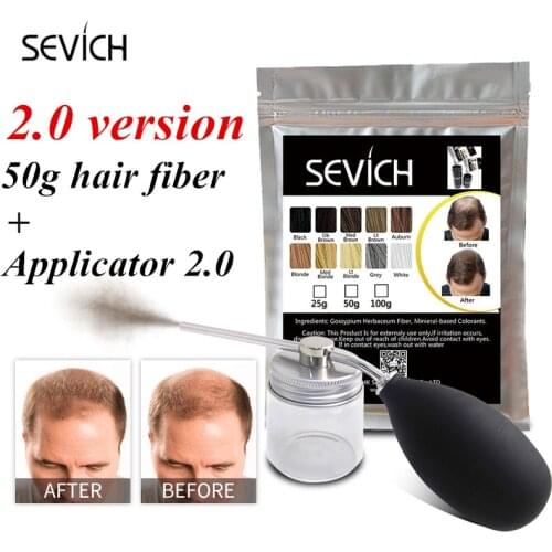 Sevich Hair Building Fiber Set Hair Loss Product 10 colors Instant Hair Growth Fiber Refill 50g + Hair Fiber Applicatoror 2.0