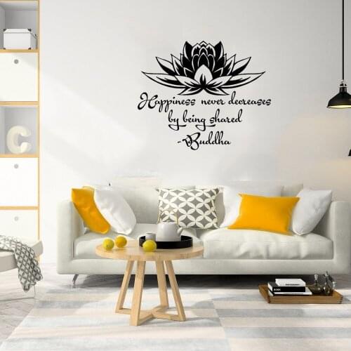 Buddha Quote Wall Sticker Louts Flower Wall Decal Home Decor For Living Room Bedroom Revocable Vinyl DW10712