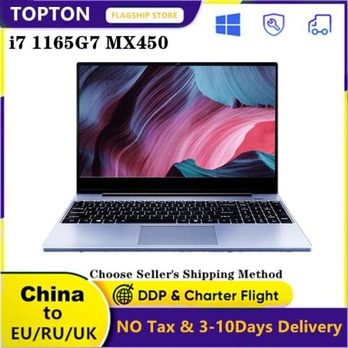 Topton 11th Gen 15.6 Inch Laptop Intel Core i7 1165G7 i5 1135G7 NVIDIA MX450 2G Metal Notebook Ultrabook Windows 10 Netbook WiFi