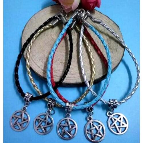 New Hot Mixed Color lucky Bracelet&Bangles Pentagram Pentacle Bracelet DIY For Wicca Pagan Gothic Jewelry Gift