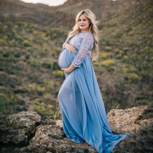 New Maternity Dresses for Photo Shoot Chiffon Pregnancy Dress Photography Props Maxi Gown Dresses for Pregnant Women Clothes