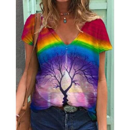 The New Woman Tshirts Plus Size Women Short Sleeve Dragonfly Printed V-Neck Tops Tee T Shirt Femme T-Shirts Mujer Camisetas