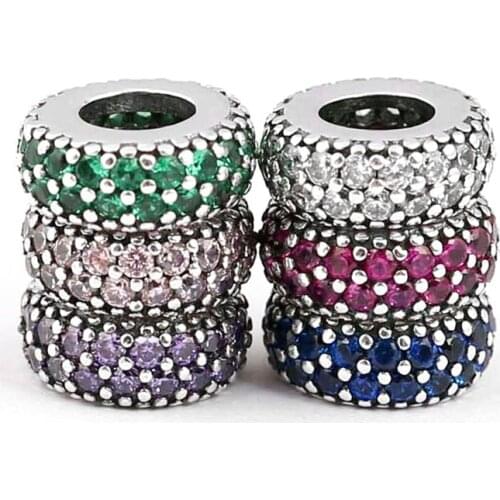 Original Pave Inspiration Spacer Crystal Beads Fit 925 Sterling Silver Bead Charm Bracelet Bangle DIY Jewelry