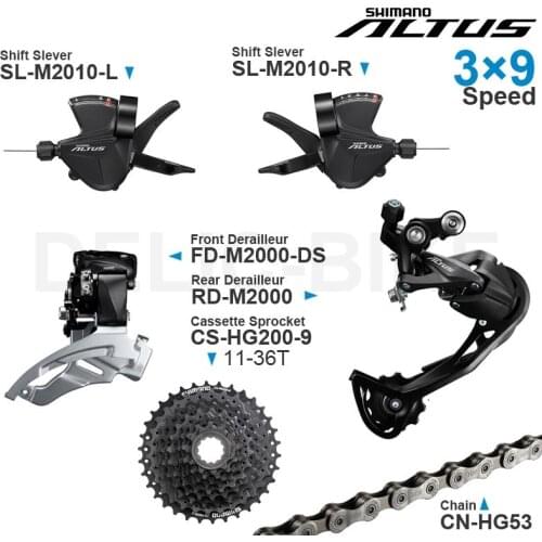 Shimano altus 3x9 Speed Groupset with M2010 Shifter M2000 Front/Rear Derailleur Cassette Sprocket 32/34/36T and Chains Original