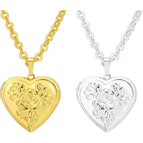 Floating Locket Necklace Vintage Heart Pendant Jewelries Chain Women Girls Gifts