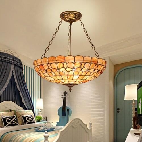 20inch Tiffany Mediterranean style natural shell pendant lights lustres night light led lamp floor bar home lighting