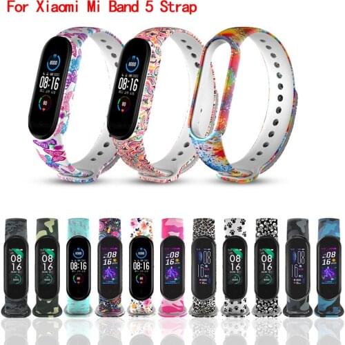 For Xiaomi Mi Band 5 Strap Replacement Smart Wrist Strap Bracelets Silicone Sport Wrist Band for Xiaomi MI Band5 Ring Flamingo
