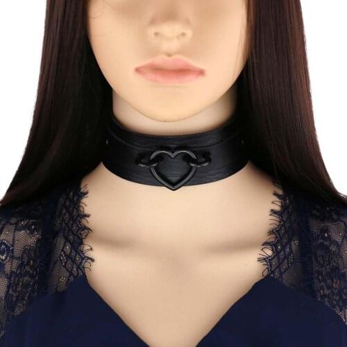 Sexy Gothic black heart choker leather collar Punk love chokers harajuku necklace metal chocker halloween club party jewelry
