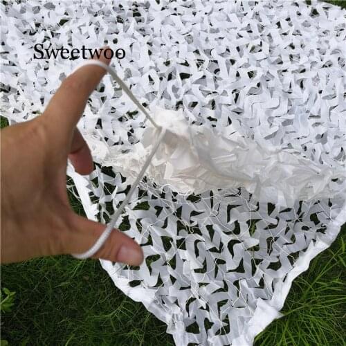 SWEETWOO Size 2X3 3X3 3X4 4X5M 2 Layers Snow White Camouflage Net Sun-shade Net Outdoor Military Hunting Camping Mesh Netting