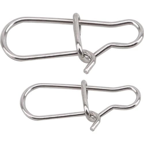 50Pcs/Set Fishing Connector Hooked Barrel Lure Carp Tool Goods Fishing Line Clip Lock Stainless Steel Swivel Solid Safety Snaps