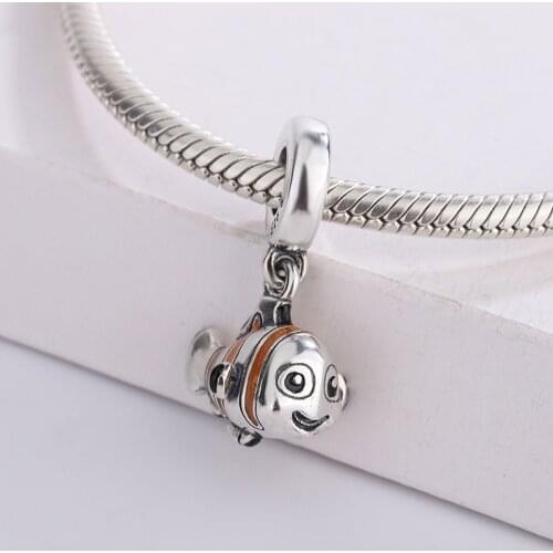 Yellow Enamel 925 Sterling Silver Little Fish Sewelry Pendant Charm Bracelet DIY Jewelry Making For Original Pandora